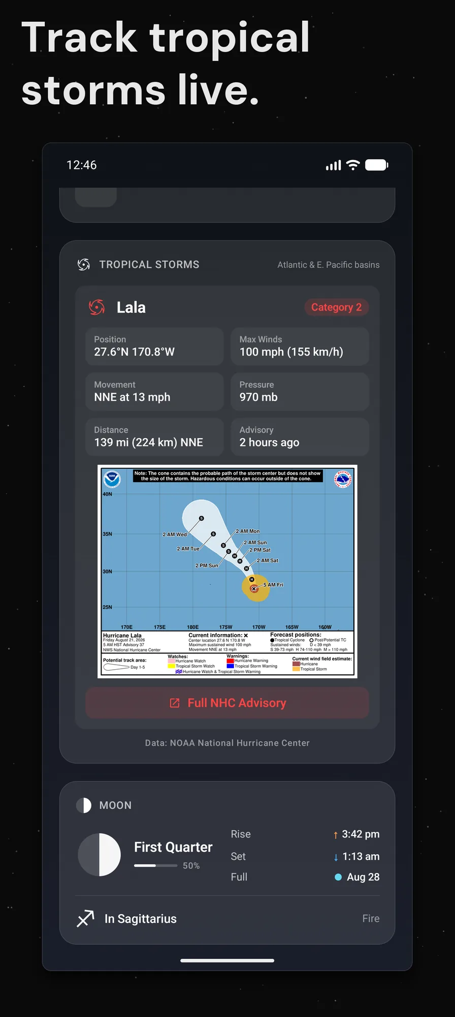 DualWeather on Android: Tropical storm lala kauo