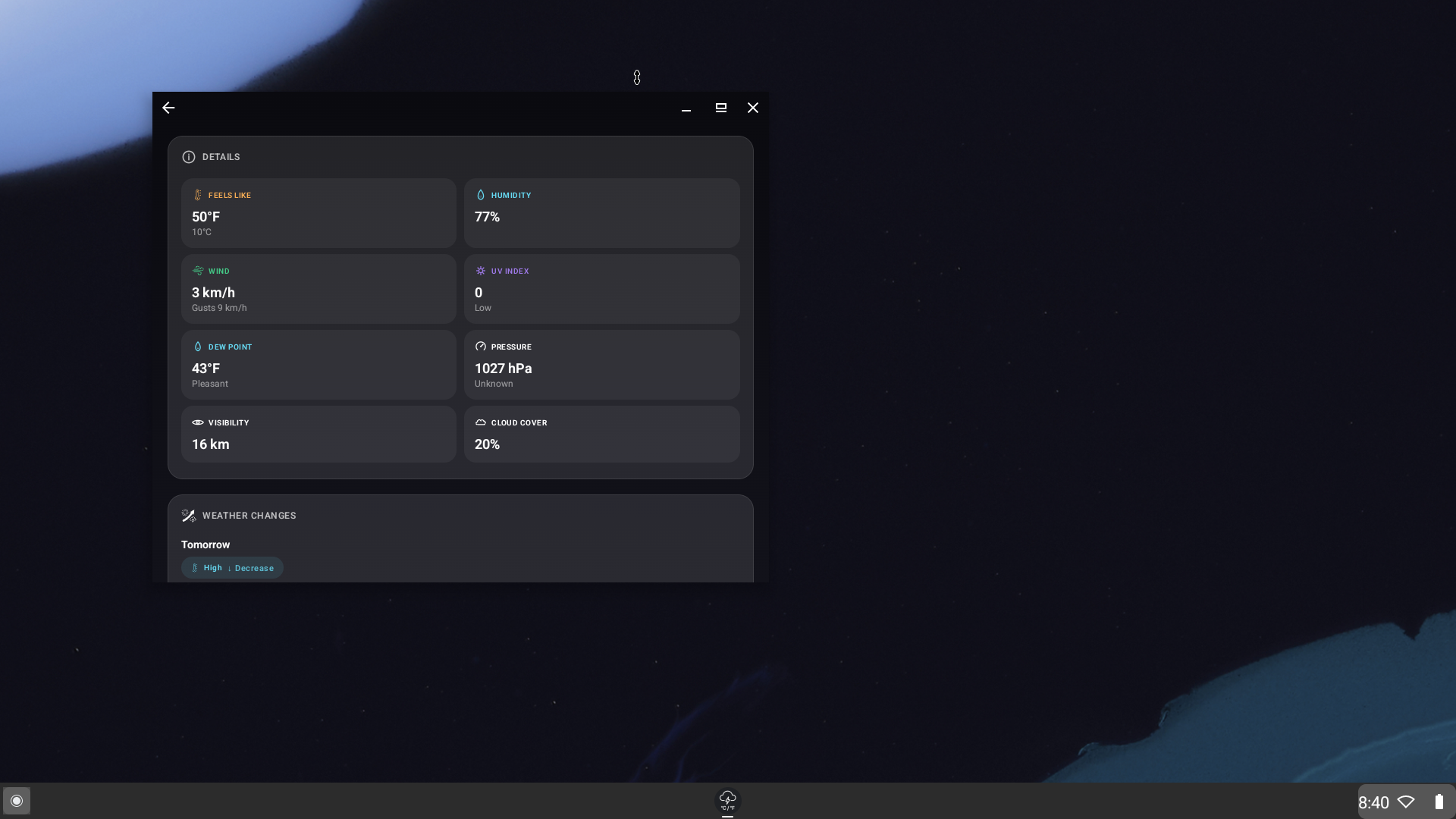 Android desktop settings