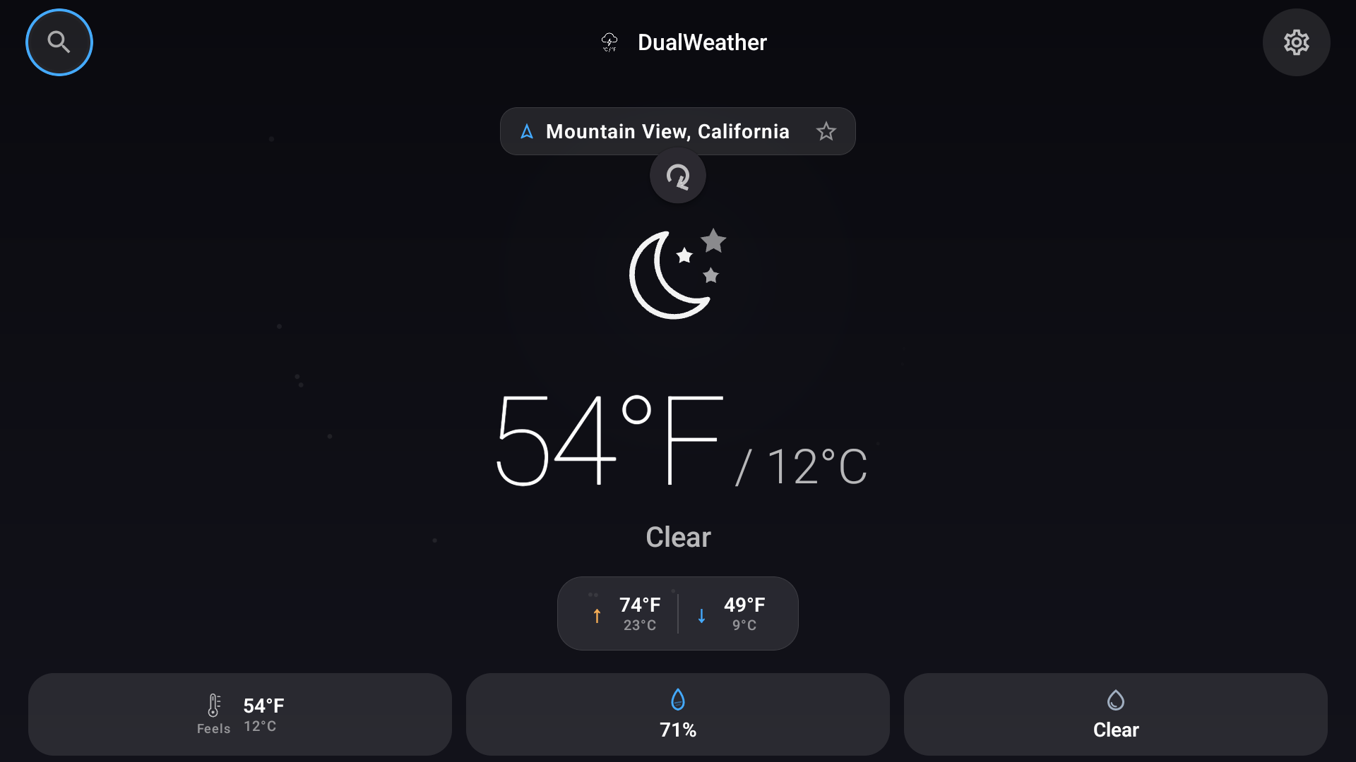 Google TV weather view