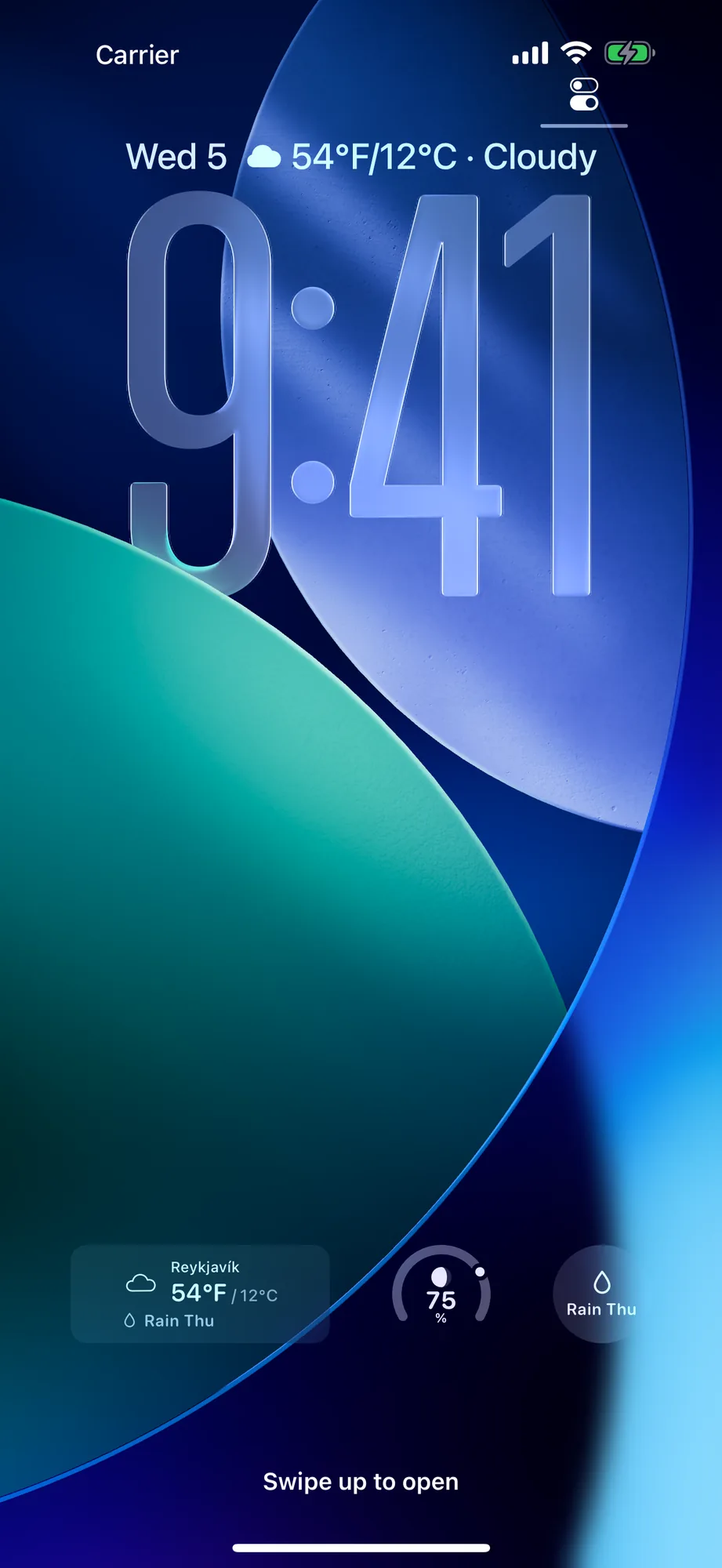 iPhone Lock Screen with inline, rectangular and circular DualWeather widgets