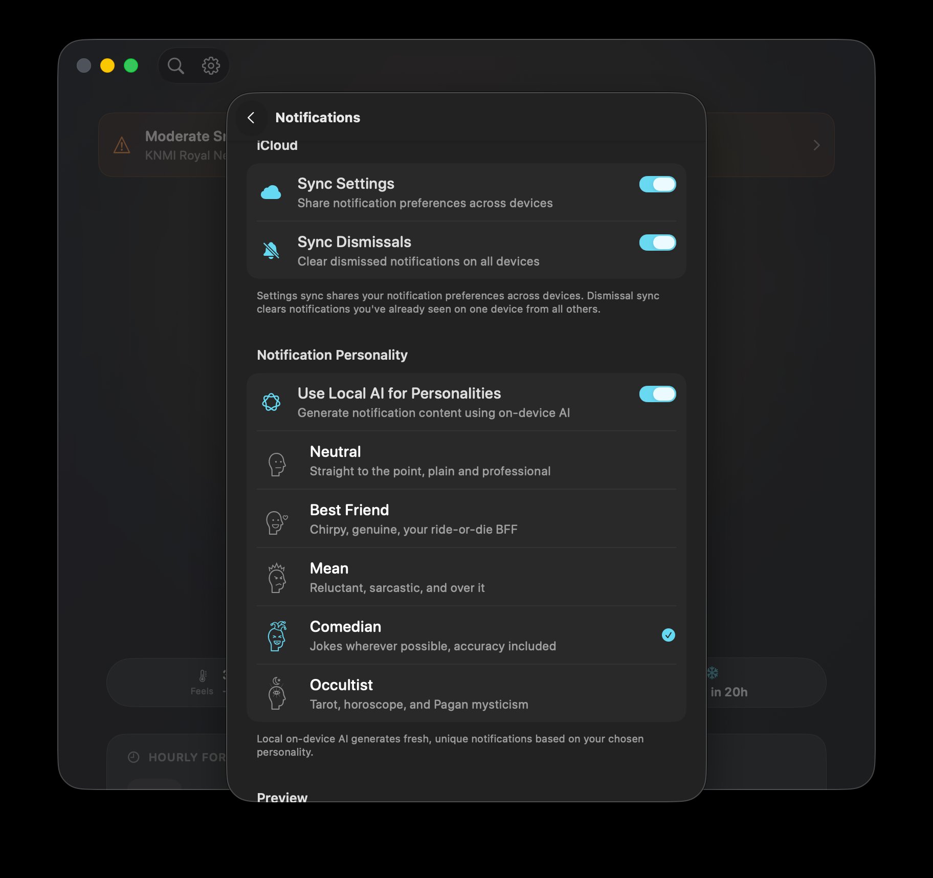 Notification personality selection