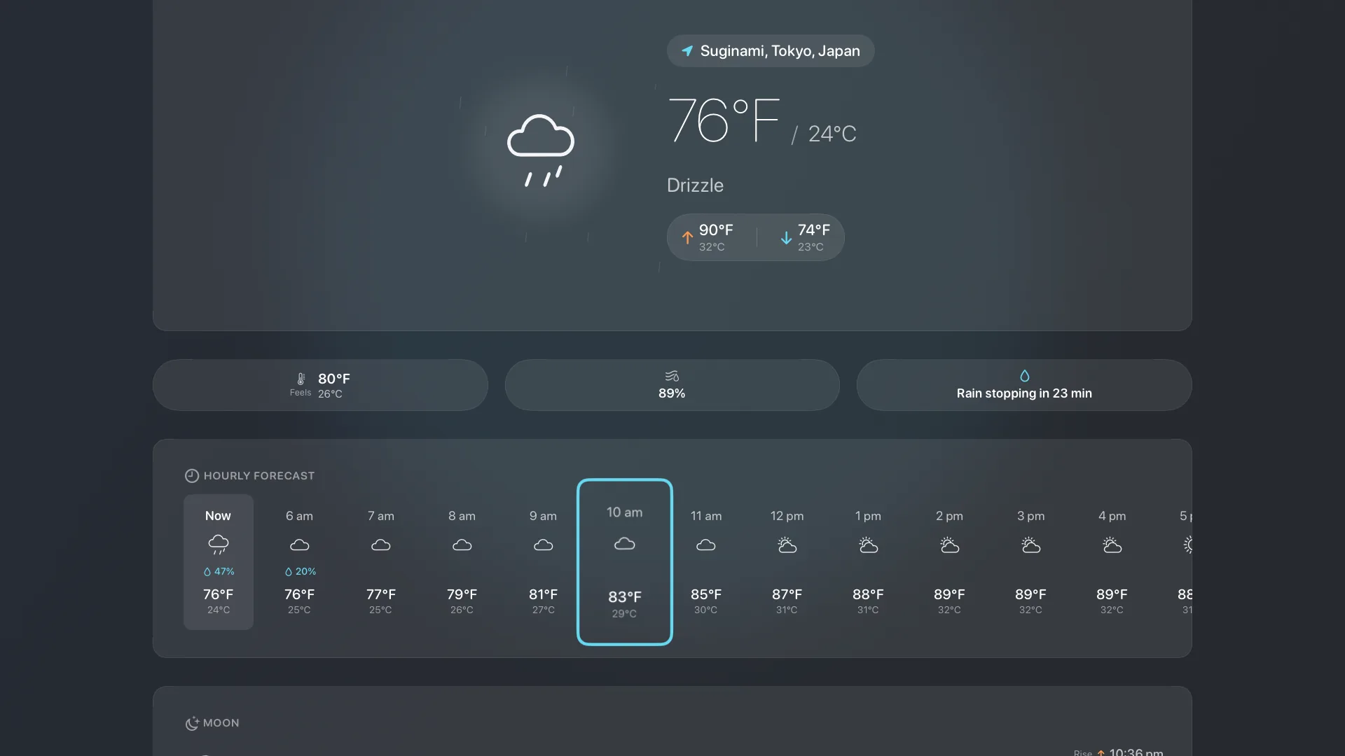 Apple TV hero forecast with dual temperature display
