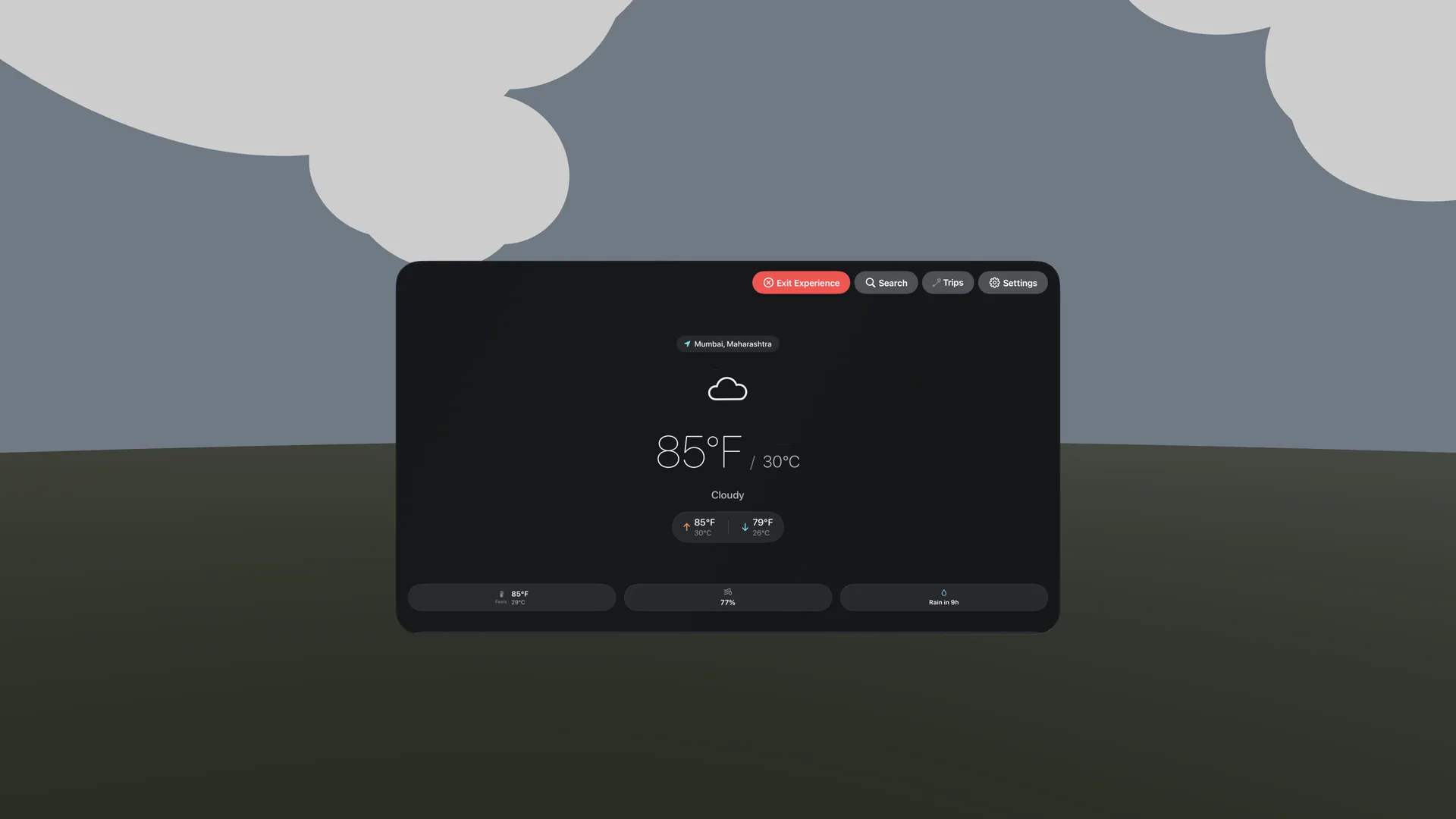 Apple Vision Pro immersive cloud environment over Mumbai