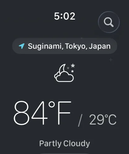 Apple Watch hero forecast with dual temperature display