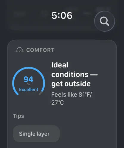 Apple Watch comfort score ring with clothing tips